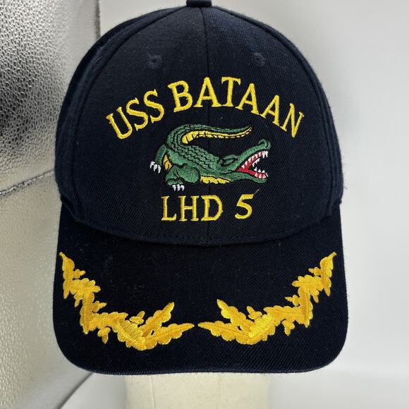 USS Bataan Hat Cap Strap Back Embroidered Alligator Leaf Military Mens USA Navy - Picture 1 of 8